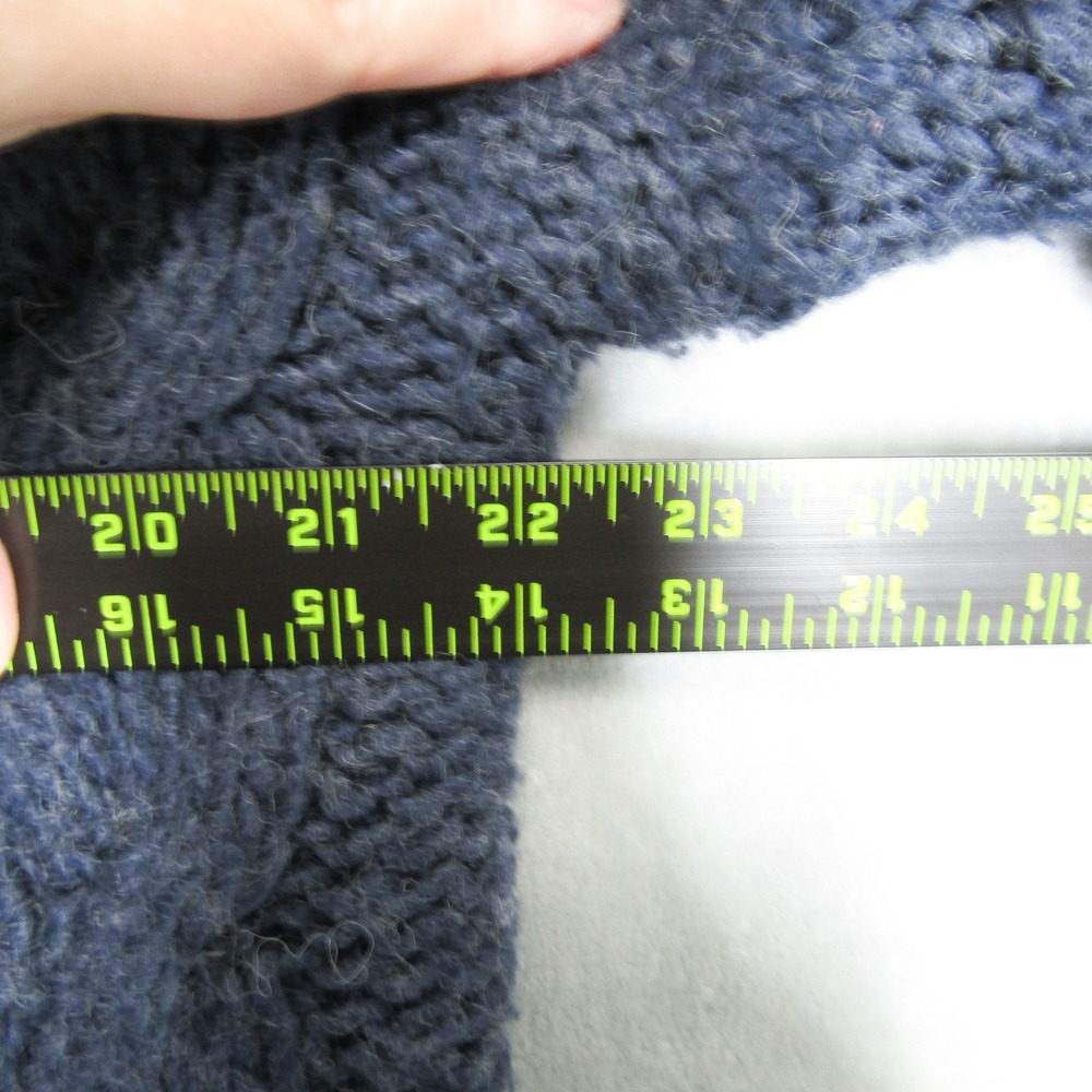Something Navy Wool Blend Sweater Small Womens Blue Chunky Cable Knit Mock Neck - Picture 8 of 11